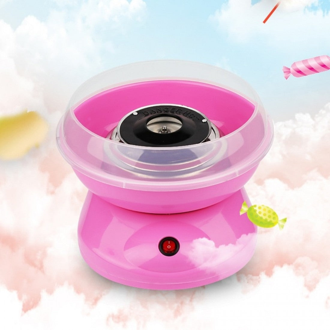 Aparat De Facut Vata De Zahar Cotton Candy, FAINTEC, Lingura, 10 x bete, Picioruse anti-alunecare, Roz