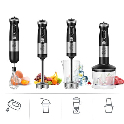 Blender de mana profesional, RAF, 4 in 1, Cana 500ml, Tel, Tocator, putere 600W