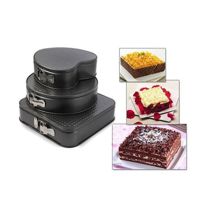Set 3 forme pentru tort – forma rotunda, partrata si inima
