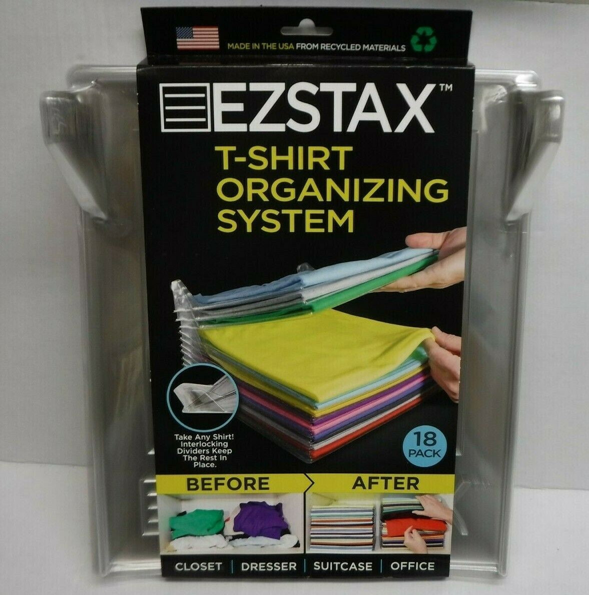 Organizator pentru 10 tricouri Ezstax, plastic, Transparent