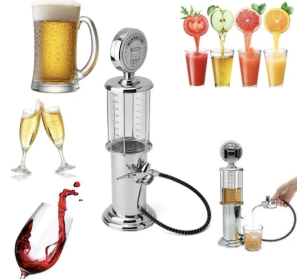 Dozator pentru bauturi cu furtun, Zola®, plastic, 950 ml, 48x14 cm, argintiu
