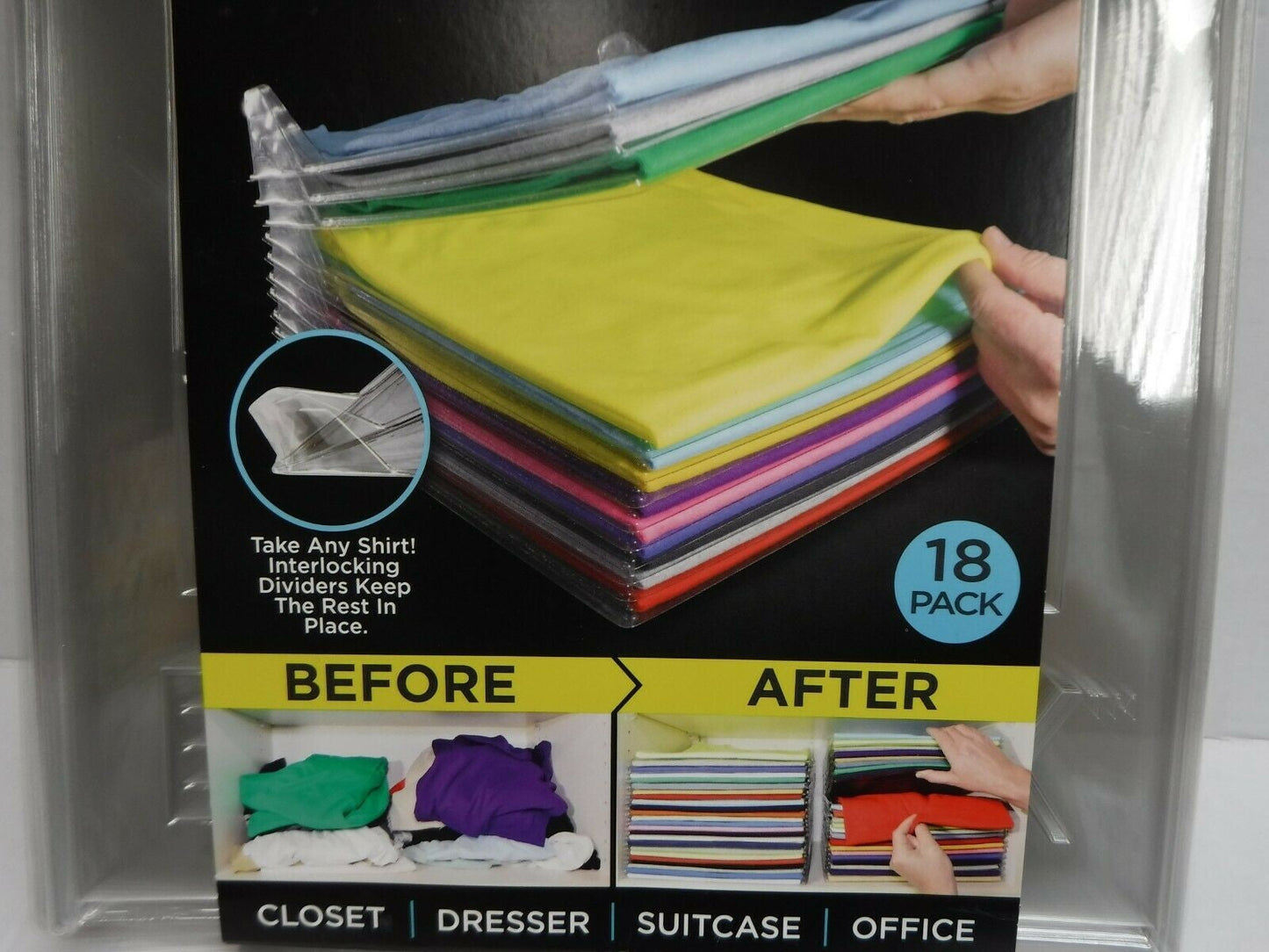 Organizator pentru 10 tricouri Ezstax, plastic, Transparent
