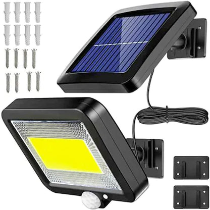 Set 5 Lampa solara + CADOU LANTERA - LED, cu panou solar, 128 - 6 COB, de exterior, senzor de miscare, telecomanda, Rezistenta la apa
