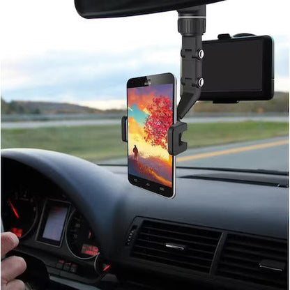 Suport Auto pentru Telefon, Prindere la Oglinda, Rotire 360 grade, Universal, Negru