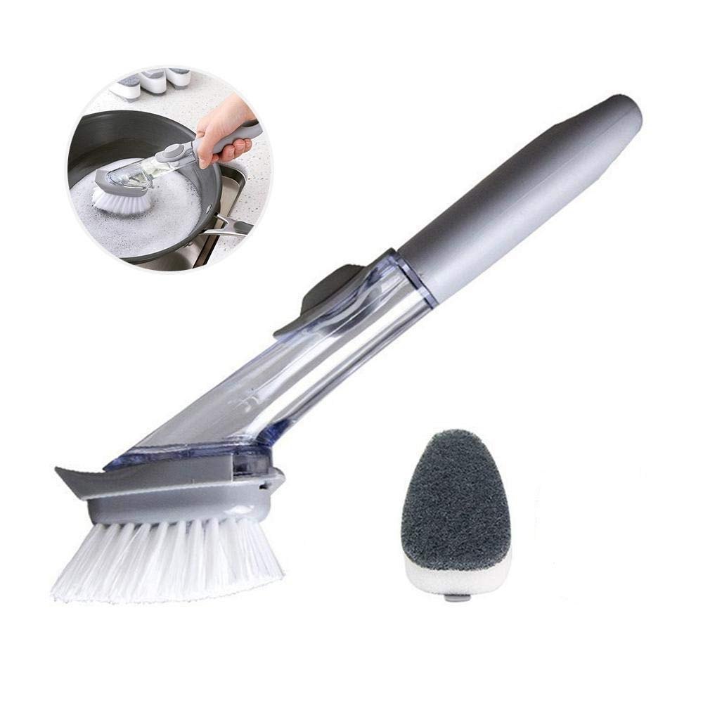 Perie de curatare vase de bucatarie/wok/chiuveta/baie/pantofi, plastic, peri de nailon, design ergonomic, 2 in 1